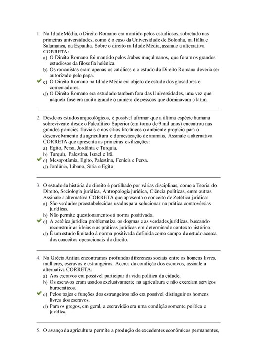 avaliação 1 fundamentos historicos do direito