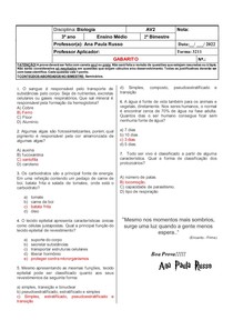 AV2 para 3 série ensino médio