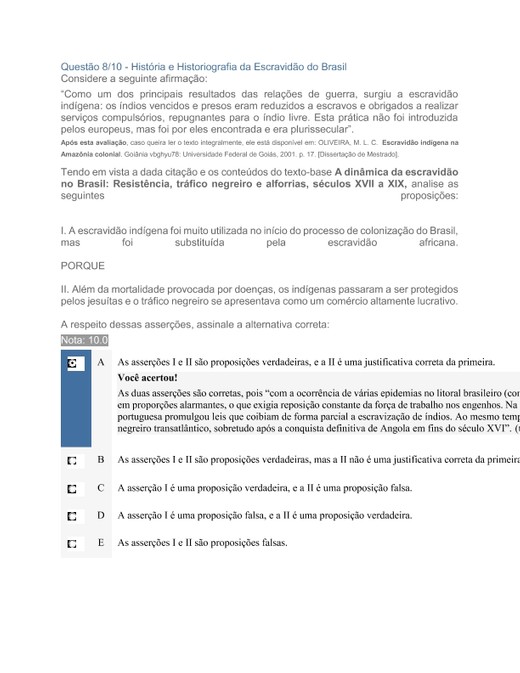 apol uninter História e Historiografia da Escravidão do Brasil 8