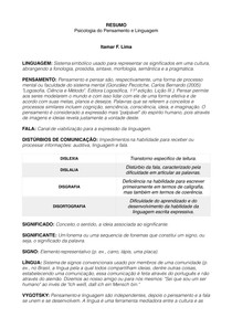 Resumo Psicologia do Pensamento e Linguagem
