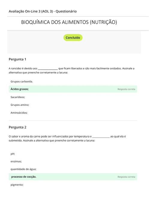 AOL 3 2021 - BIOQUÍMICA DOS ALIMENTOS (NUTRIÇÃO)
