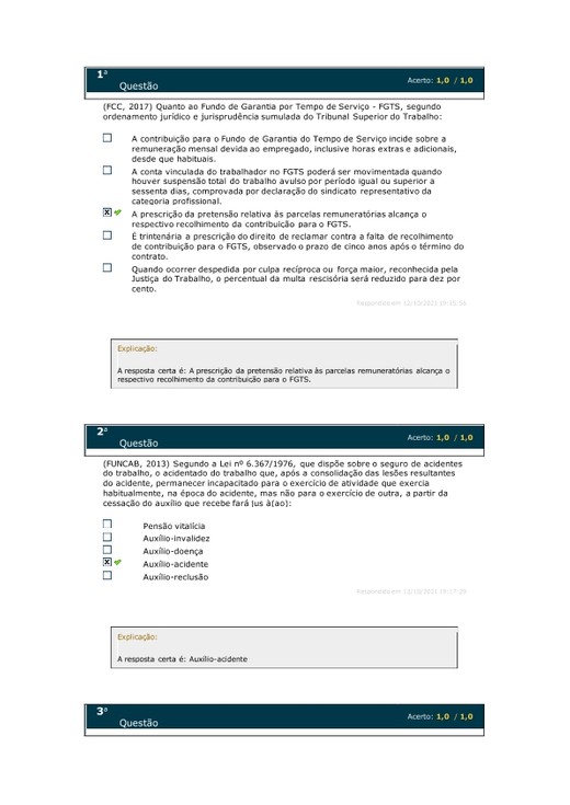 Administração de pessoal - SIMULADO