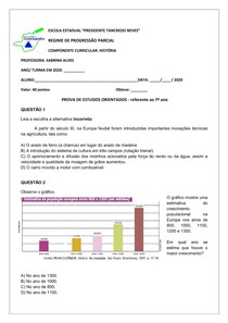 PROVA PROGRESSÃO/RECUPERAÇÃO REF 7º ANO