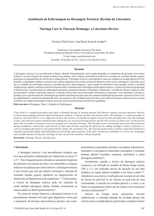 4_Assistência de Enfermagem na Drenagem Torácica Revisão de Literatura