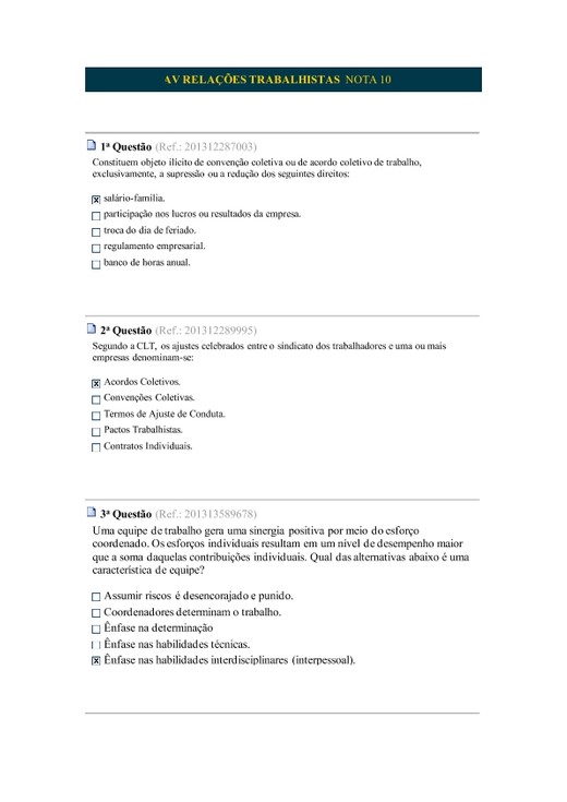AV RELAÇÕES TRABALHISTAS