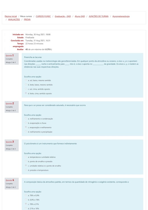 Avaliação de Agrometeorologia