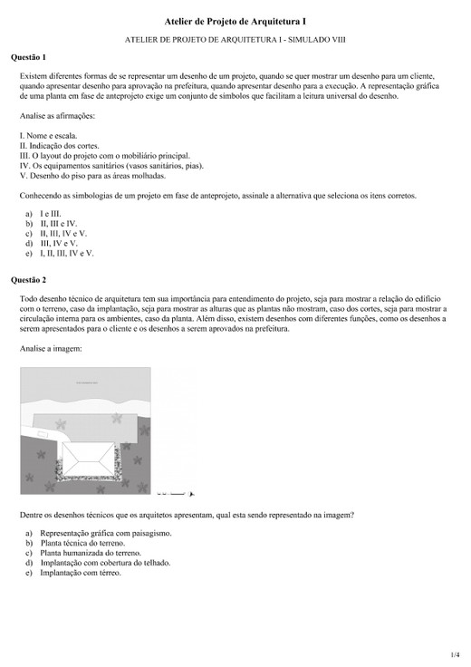 Atelier de Projeto de Arquitetura I - Simulado VIII