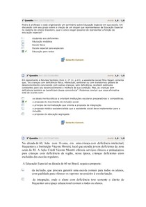 Avaliação Parcial   EDUCAÇÃO ESPECIAL