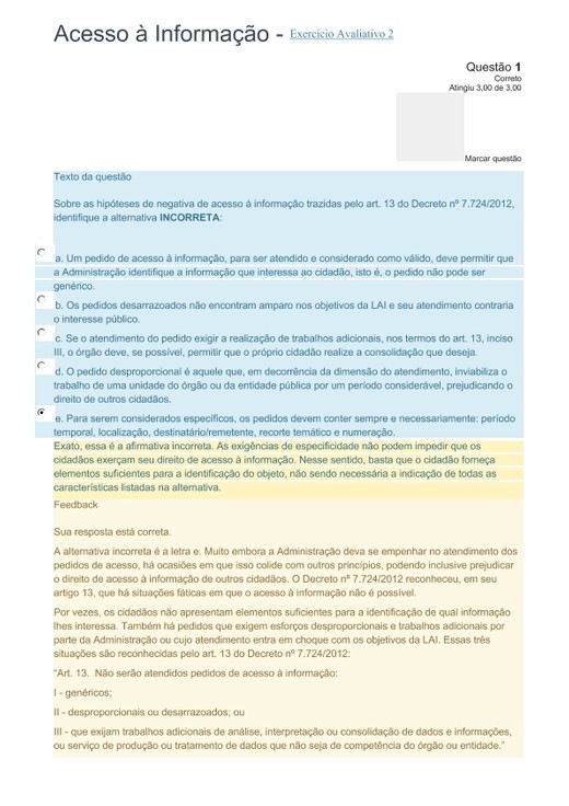 Acesso à Informação - Avaliação 2