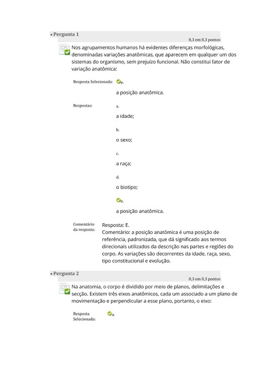 Questionario I - Anatomofisiologia