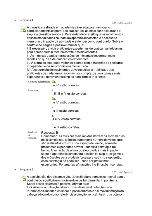 BIOMECANICA APLICADA AO ESPORTE QUESTIONARIO III