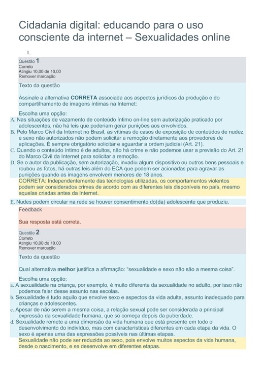 Cidadania digital educando para o uso consciente da internet Sexualidades online