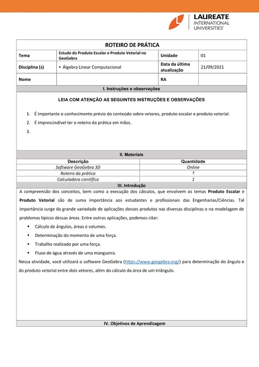 A1 - Álgebra Linear Computacional