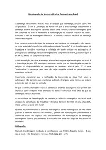 Homologação de Sentença Arbitral Estrangeira no Brasil