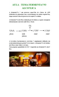 AULA - TEMA FERMENTAÇÃO ALCOÓLICA