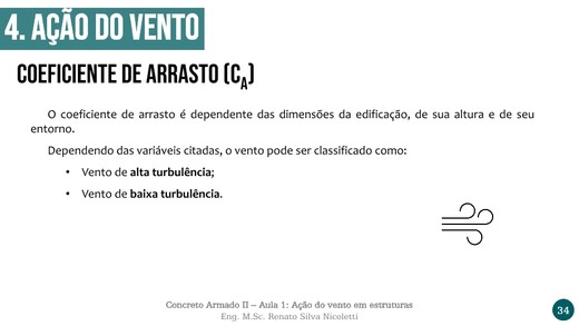 Coeficiente de arrasto da NBR 6123 (ABNT, 1998) para o cálculo da ação do vento