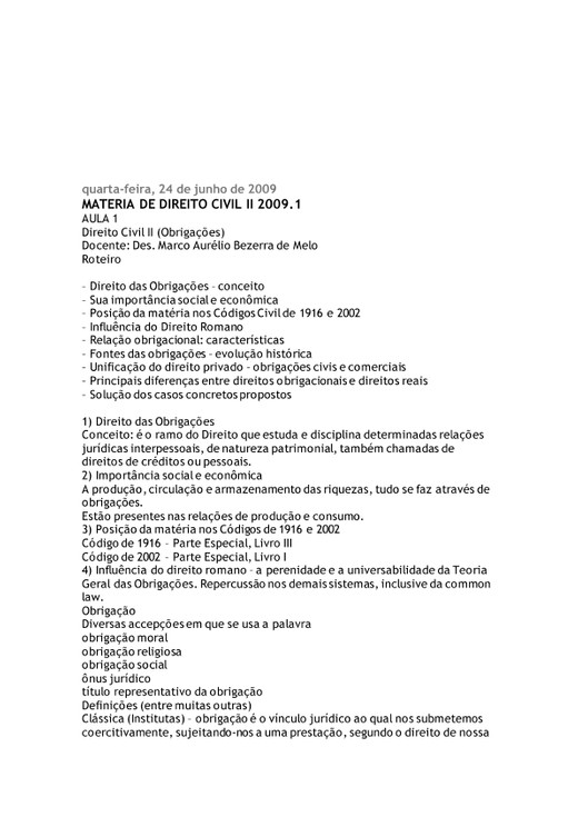 MATERIAL COM GABARITO DE DTO CIVIL II - OBRIGAÇÕES
