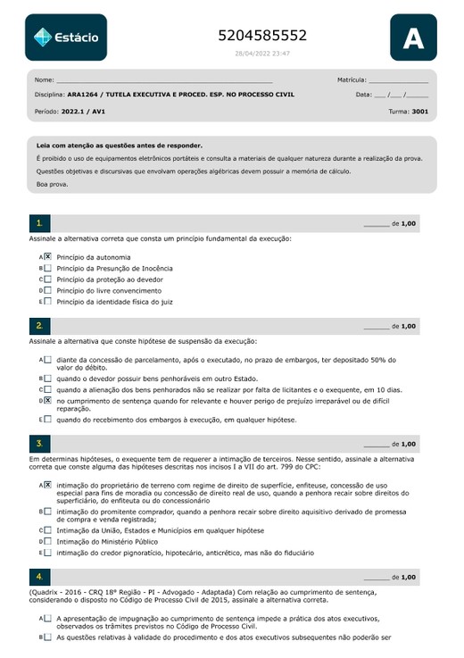 gabarito Tutela executiva