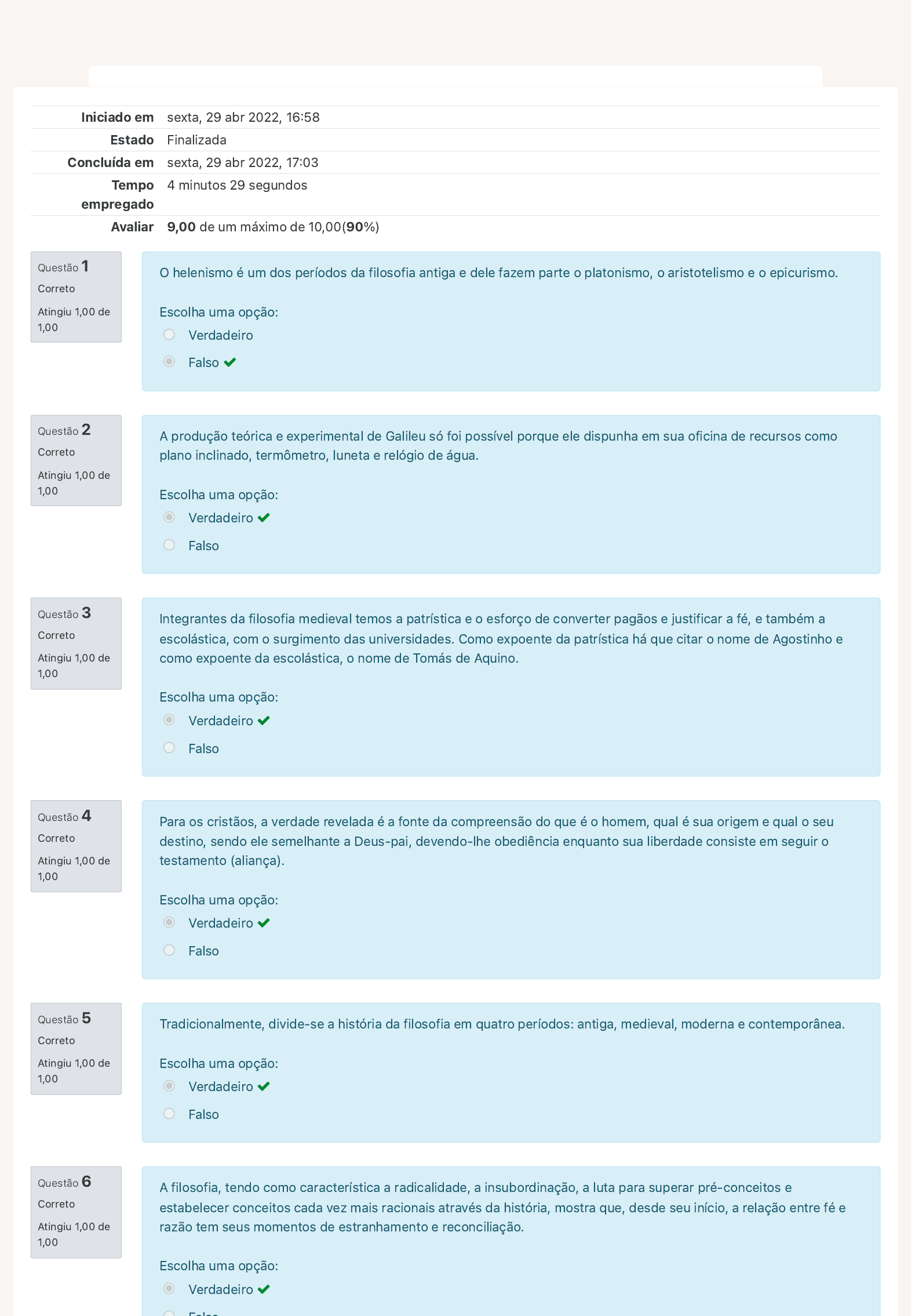 Atividade 5 Questionario Revisao Da Tentativa - Filosofia Geral