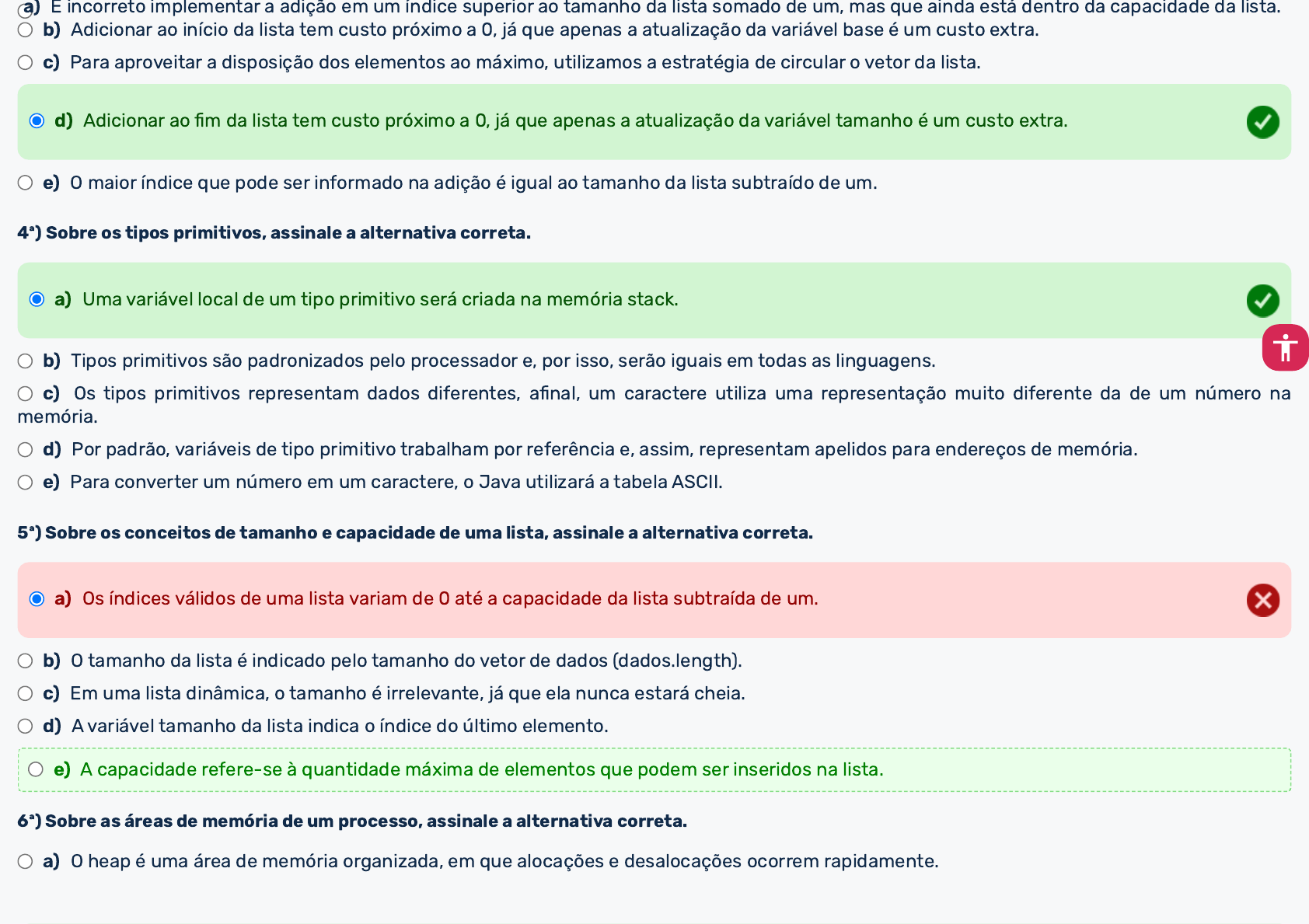 Avaliações - FASUL Educacional EAD - ESTRUTURA DE DADOS (8