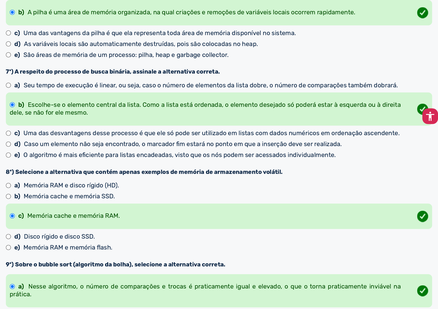 Avaliações - FASUL Educacional EAD - ESTRUTURA DE DADOS (8