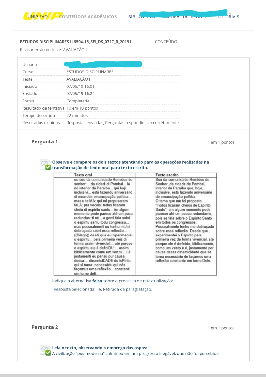 Avaliação 1 Estudos Disciplinares 2 - Estudos Disciplinares II