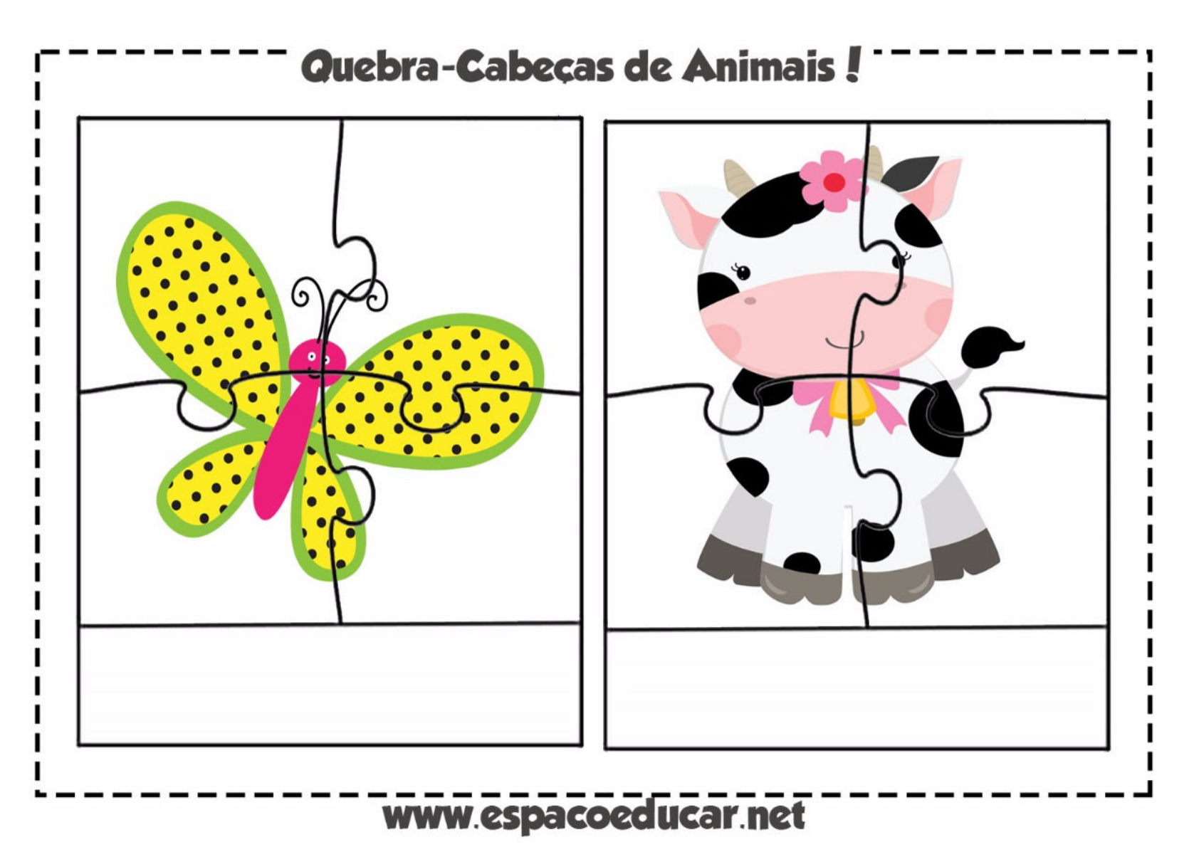 Quebra-cabeças 4 partes ANIMAIS – Pedagogiando no blog