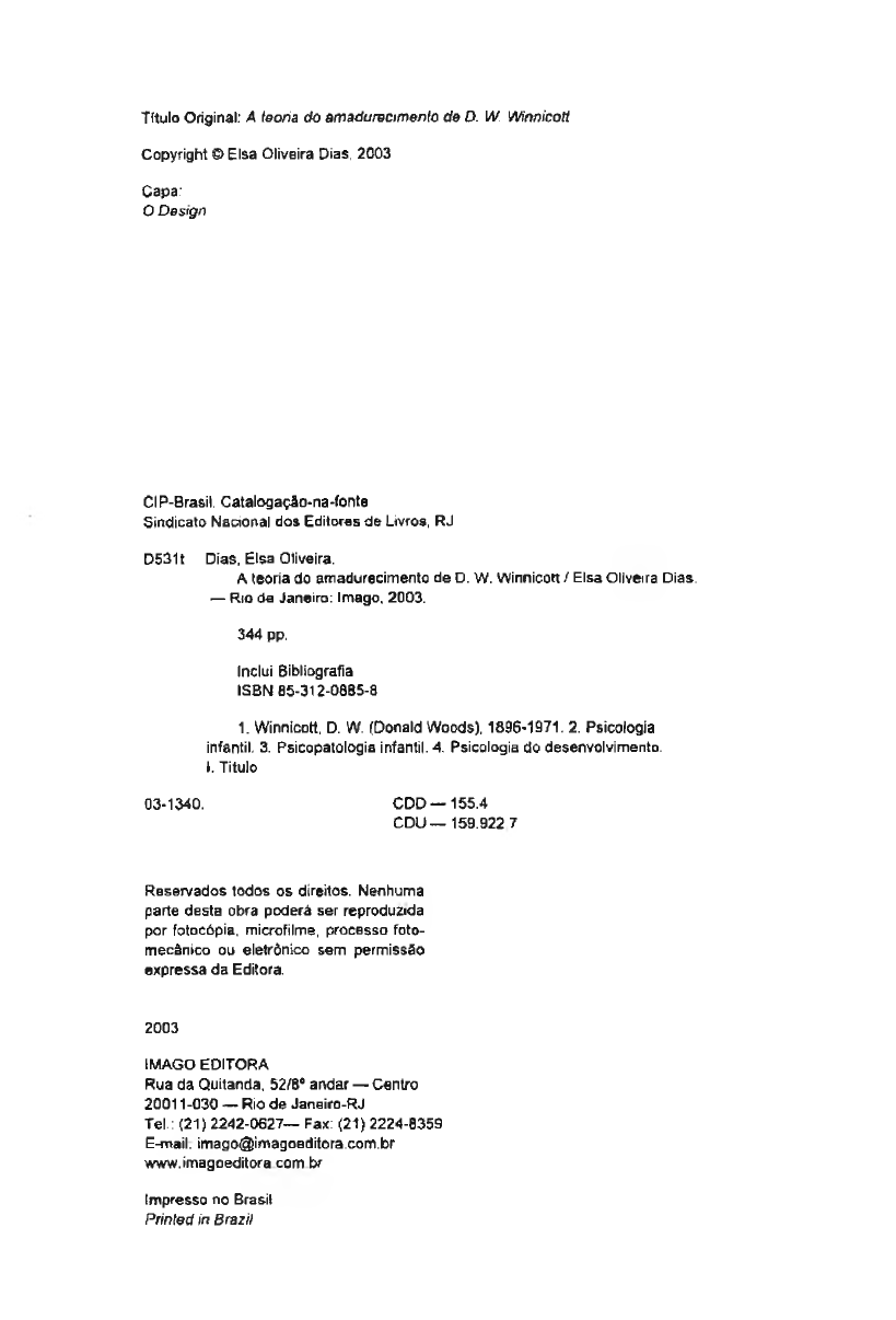 Winnicott -Experiencia e paradoxo uma apresentacao sobre a teoria de Donald  Winnicott (Em Portugues do Brasil)