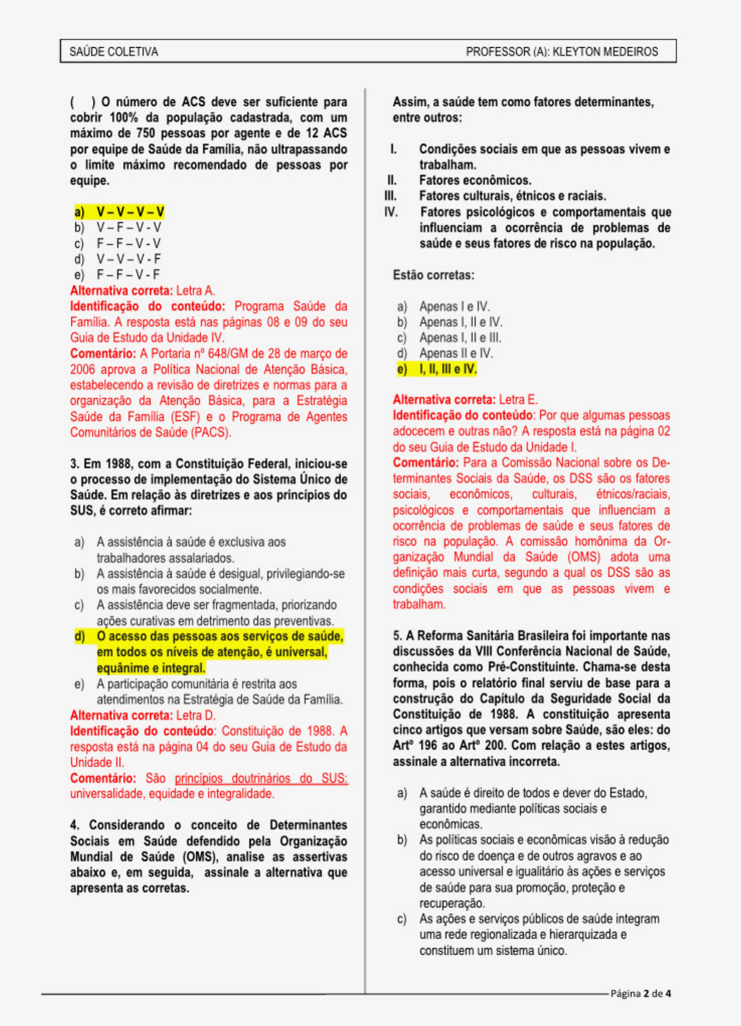 Questões Sobre Saude Coletiva Sus Saúde Coletiva 8421