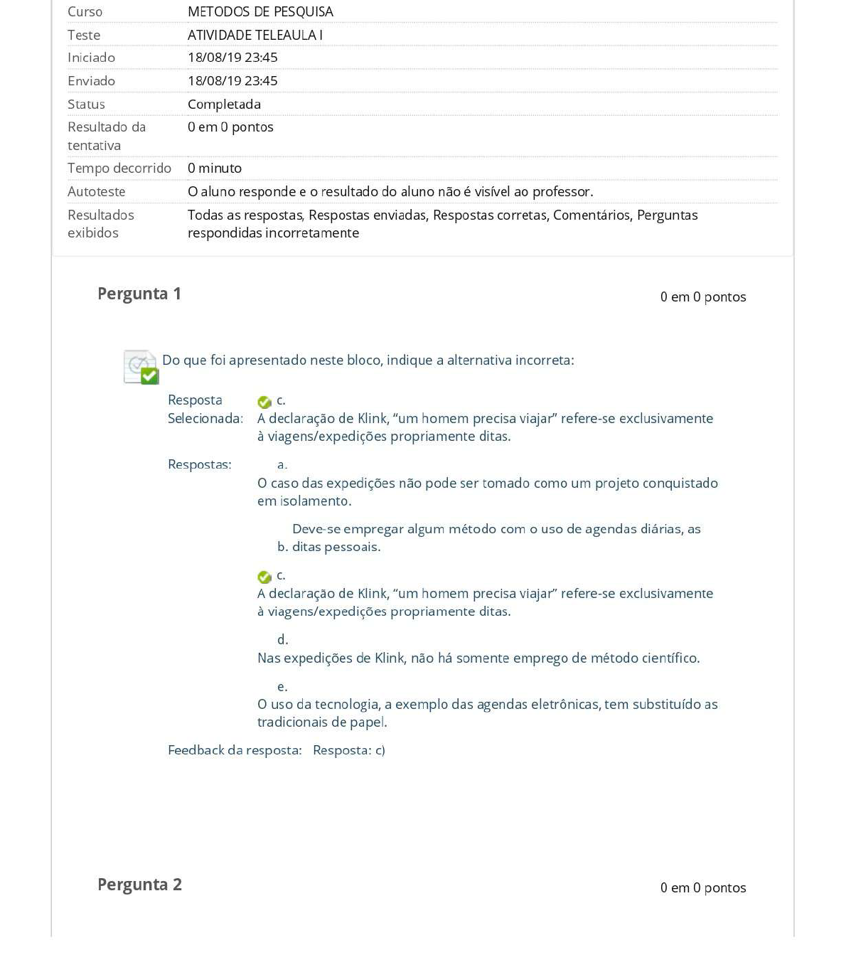 ATIVIDADE TELEAULA I - Metódos De Pesquisa Unip