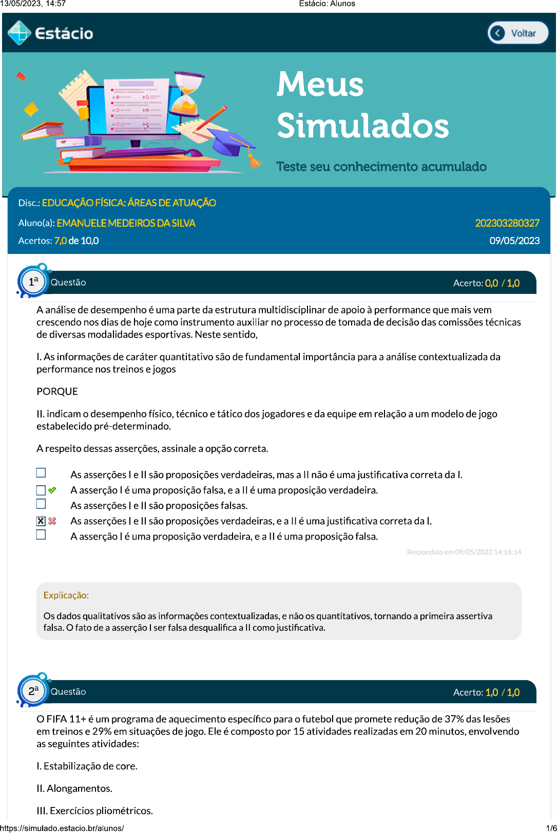 futsal prova 2° semestre educação física - dionísio - estacio FIC