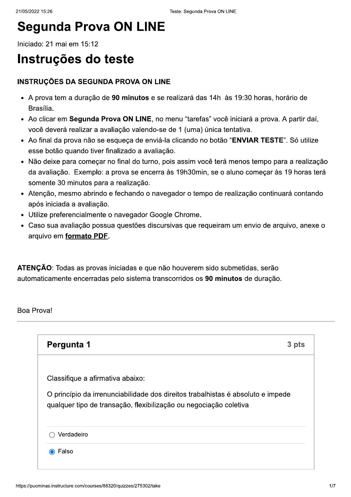 2 Prova Online - Direito Do Trabalho - Direito Do Trabalho I