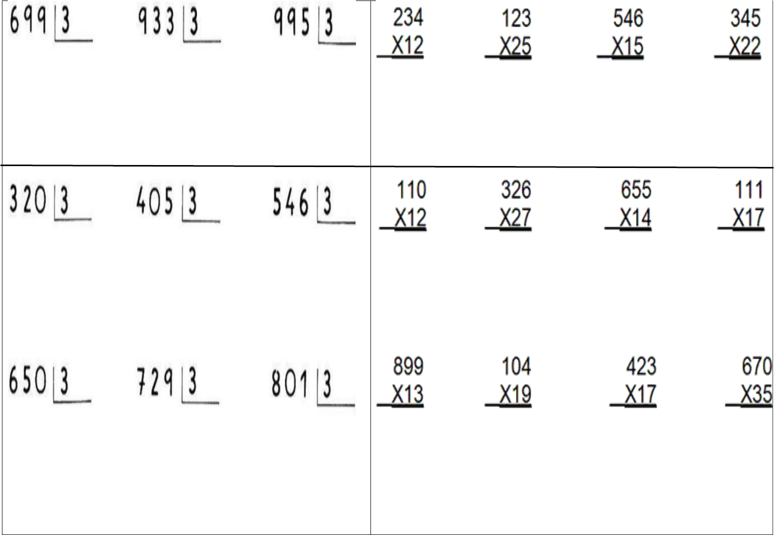 Atividades de Multiplicação e Divisão para 4º Ano