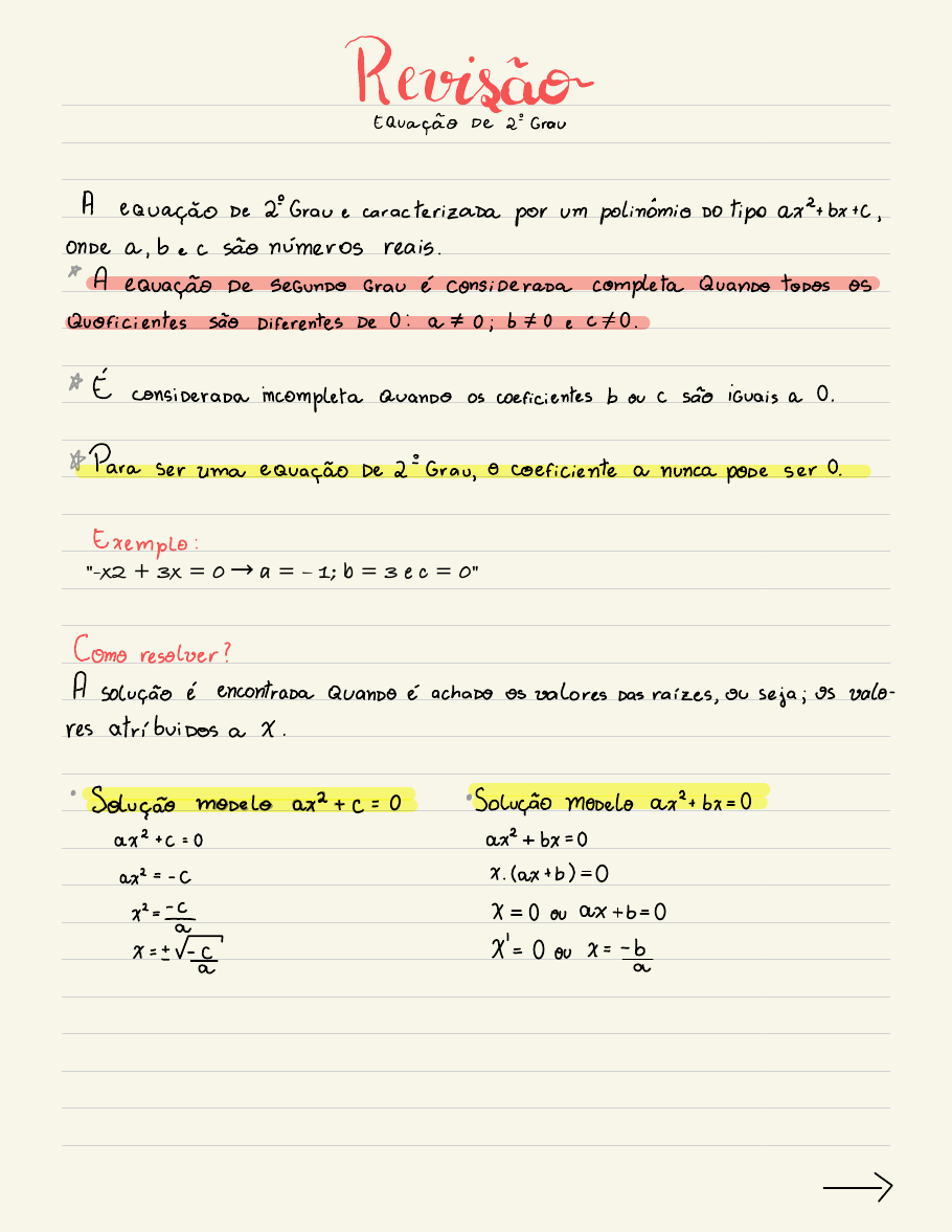 Equação 2 grau incompleta - Recursos de ensino