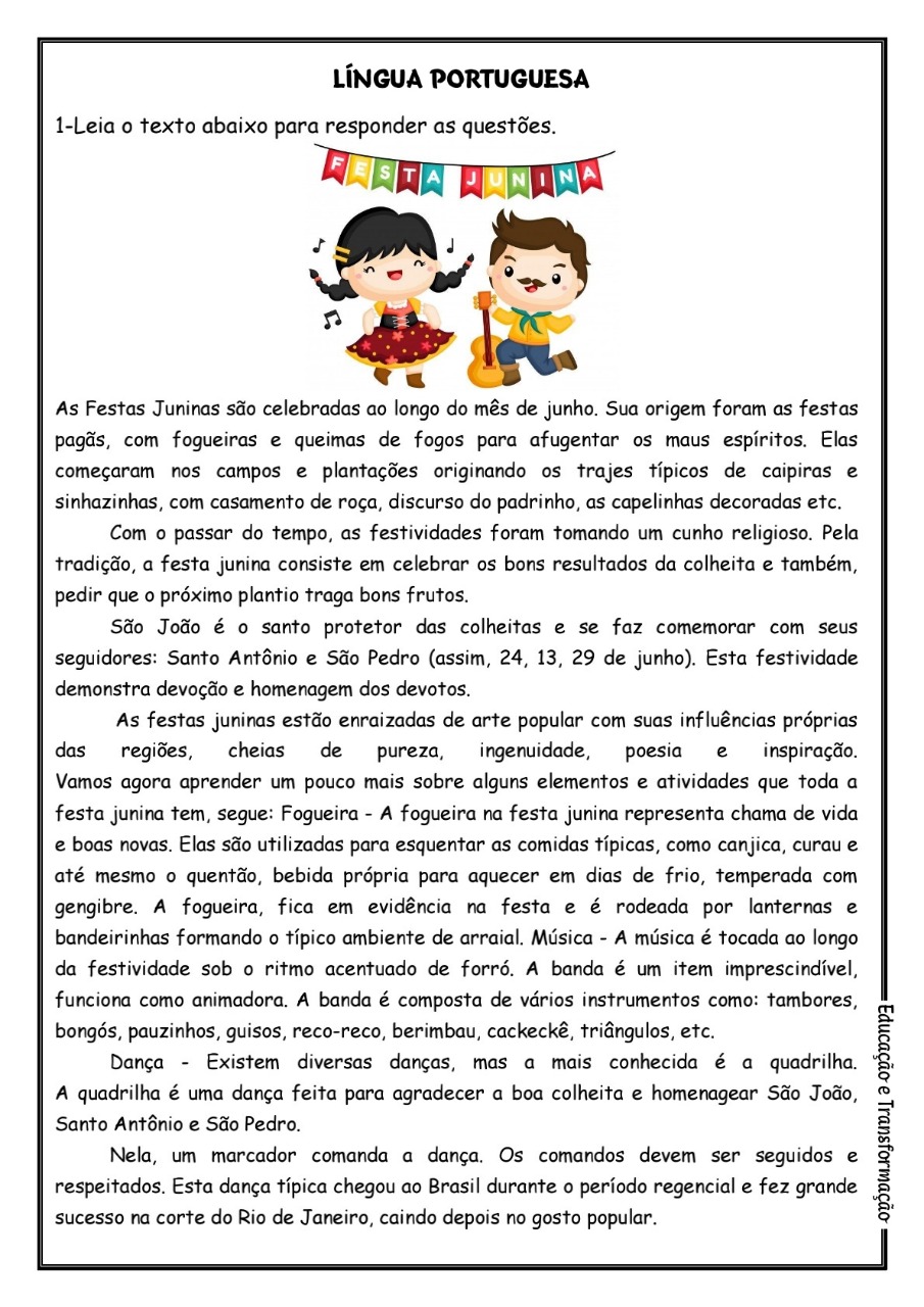 Texto Festa Junina Metodologia Da L Ngua Portuguesa