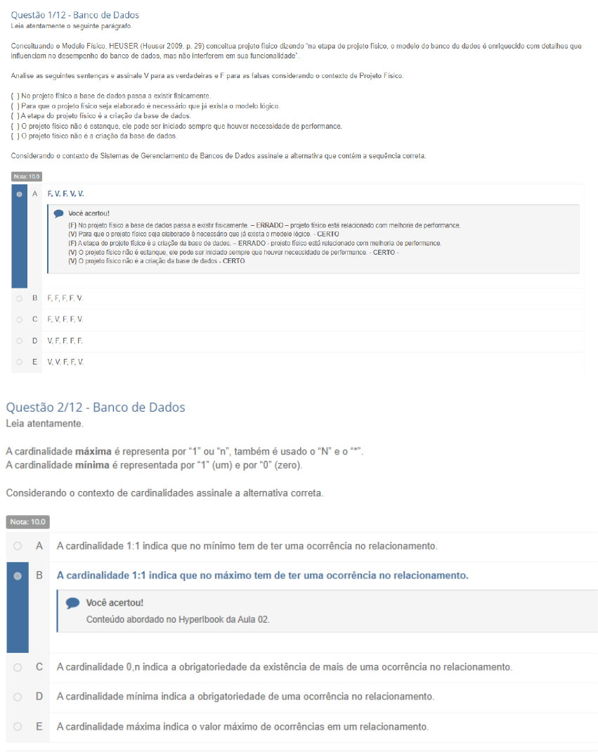 Banco De Dados Prova Objetiva - Banco De Dados I