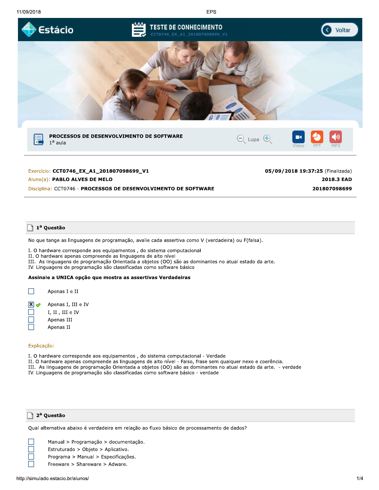 Processo e Desenvolvimento de Software - Aula 01 - Exercicios ...
