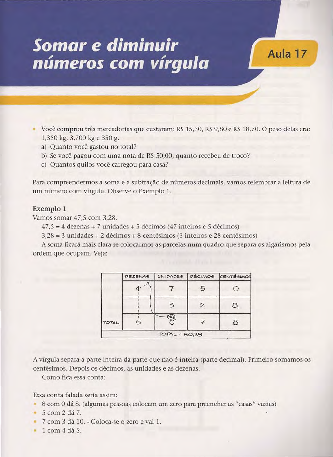 Calculando décimos e centésimos - Planos de aula - 4º ano