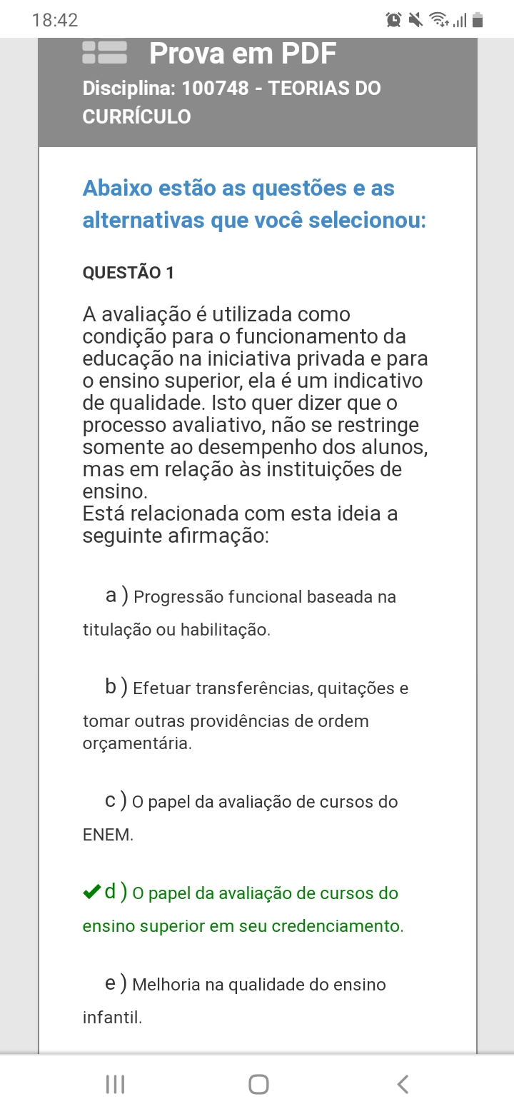 Prova Presencial Unopar Teorias E Praticas Do Curriculo