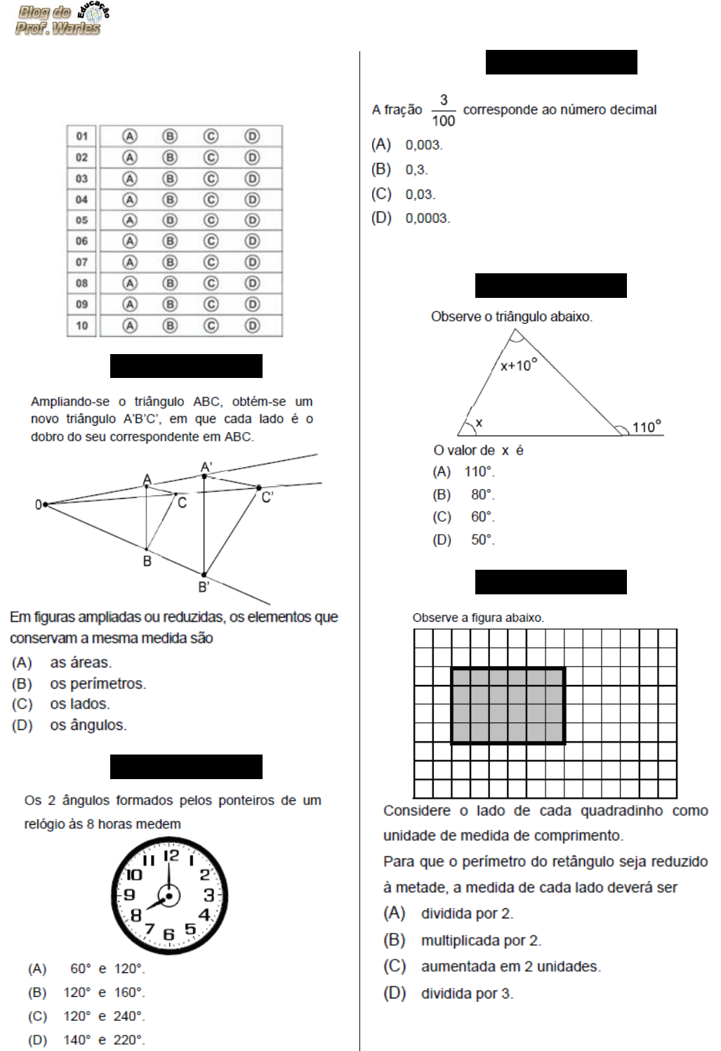 Blog do Prof. Warles: QUIZ 04: MATEMÁTICA 6° Ano