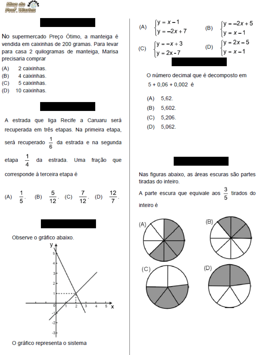 Simulado 02 (Mat. 9º Ano Blog Do Prof. Warles) - Matemática