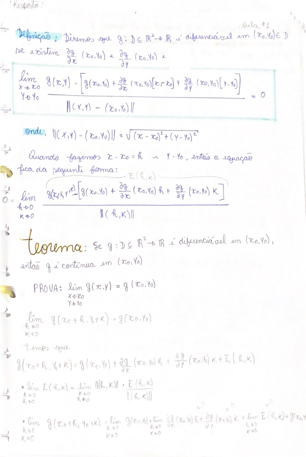 Funcao Diferenciavel Exercicios Resolvidos Cálculo Ii