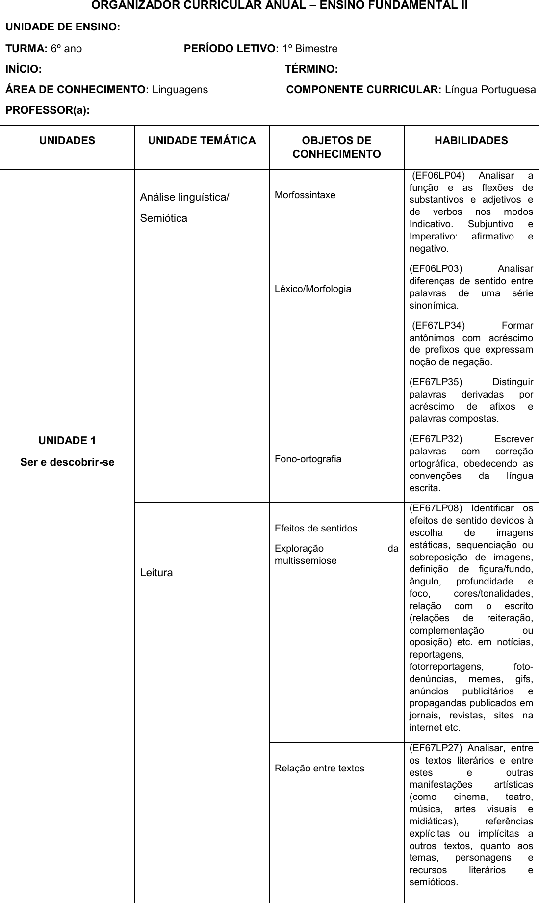 Plano de aula - 6º ano - Criação de palavras derivadas e compostas