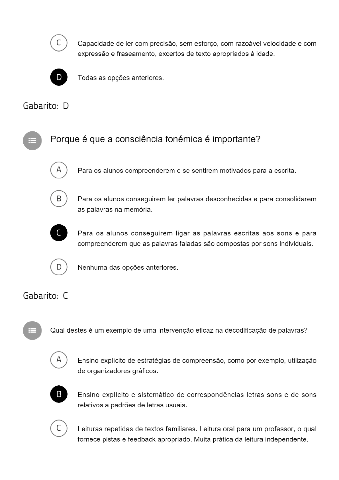 Resposta-Questionario-04. Quizz Ensino e Aprendizagem Da Leitura -  Fundamentos e Aplicações, PDF, Método de ensino