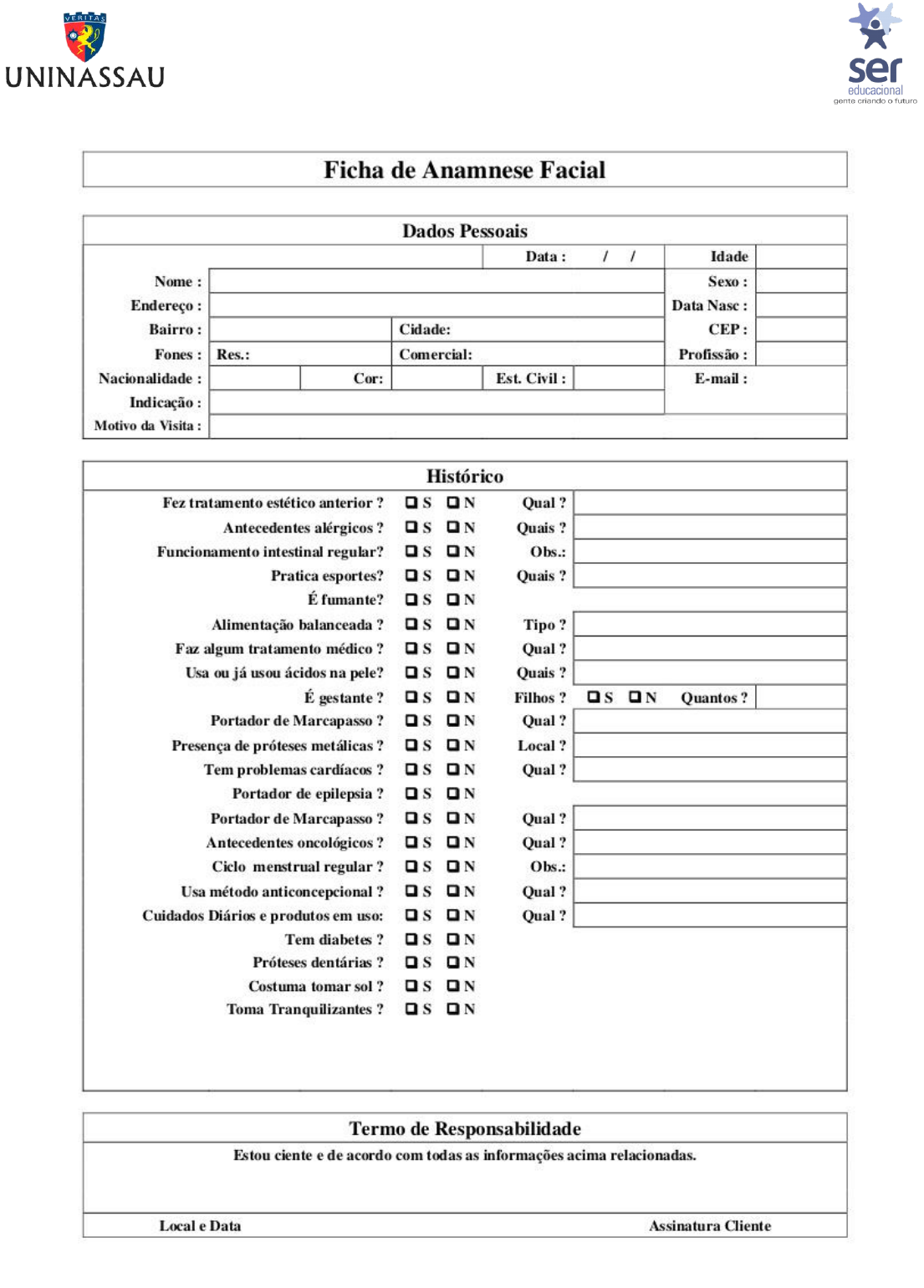 Ficha de anamnese completa - Capilar - Realize.com