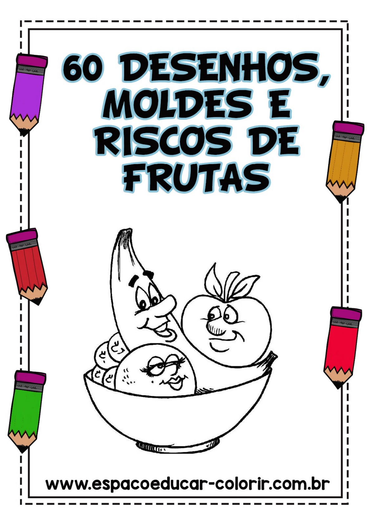 Frutas para colorir  Frutas para colorir, Páginas para colorir, Desenhos  de frutas