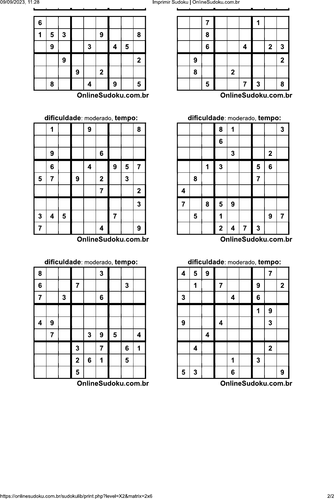 sudoku difícil 2x6 - Matemática