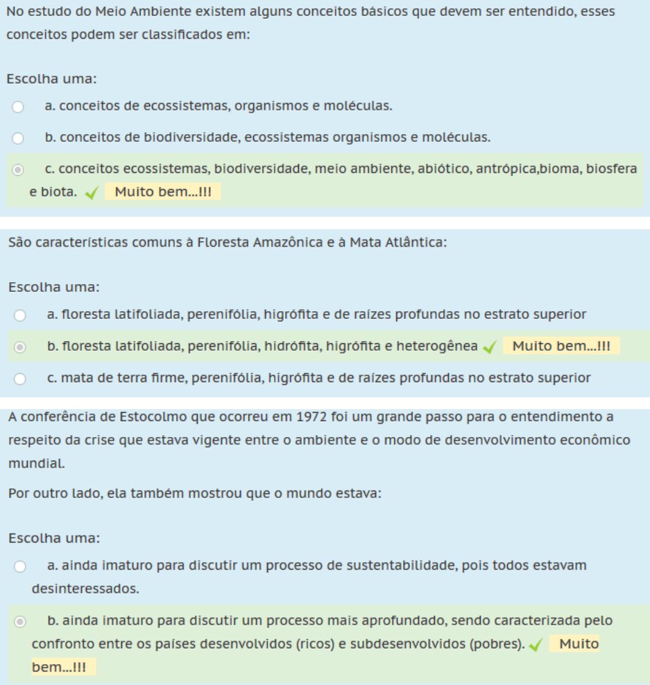 SOBRE O MEIO AMBIENTE - Questionário