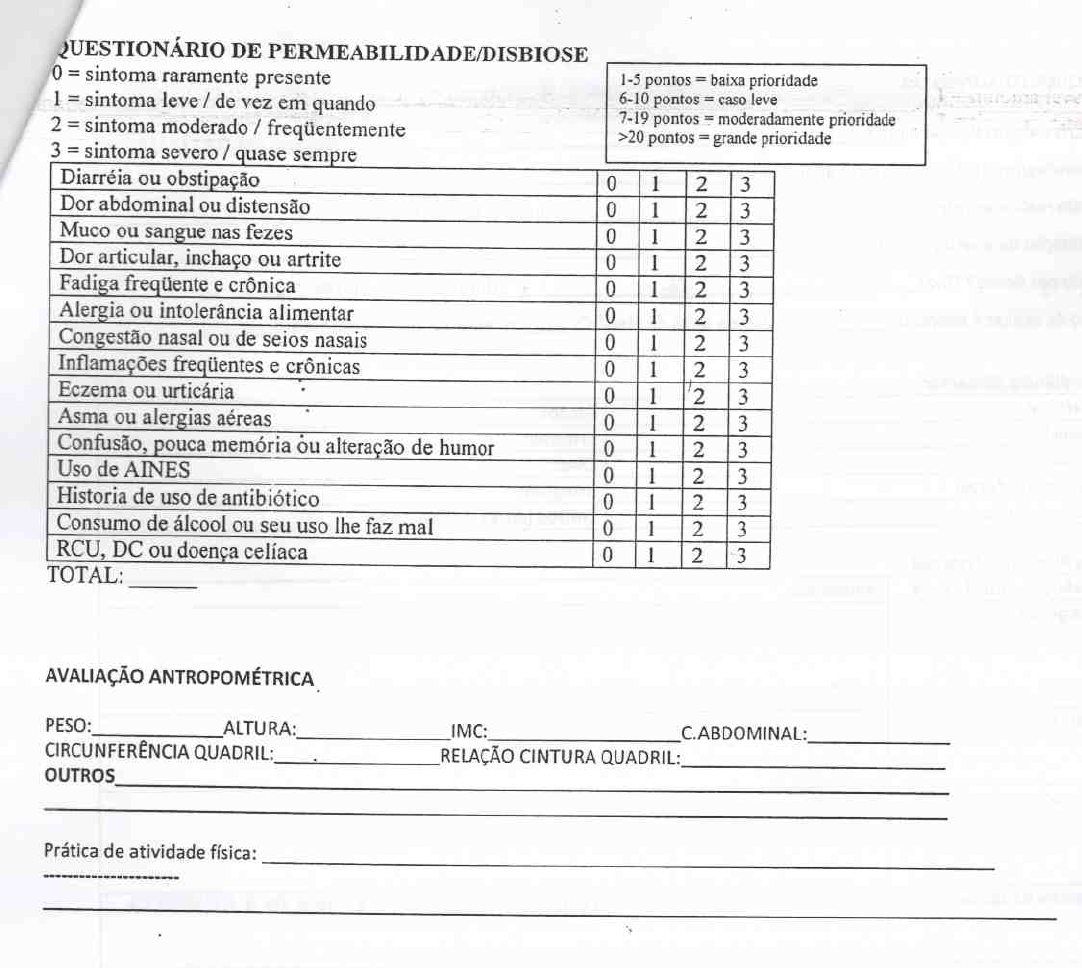 Modelo De Anamnese Nutricional Pdf