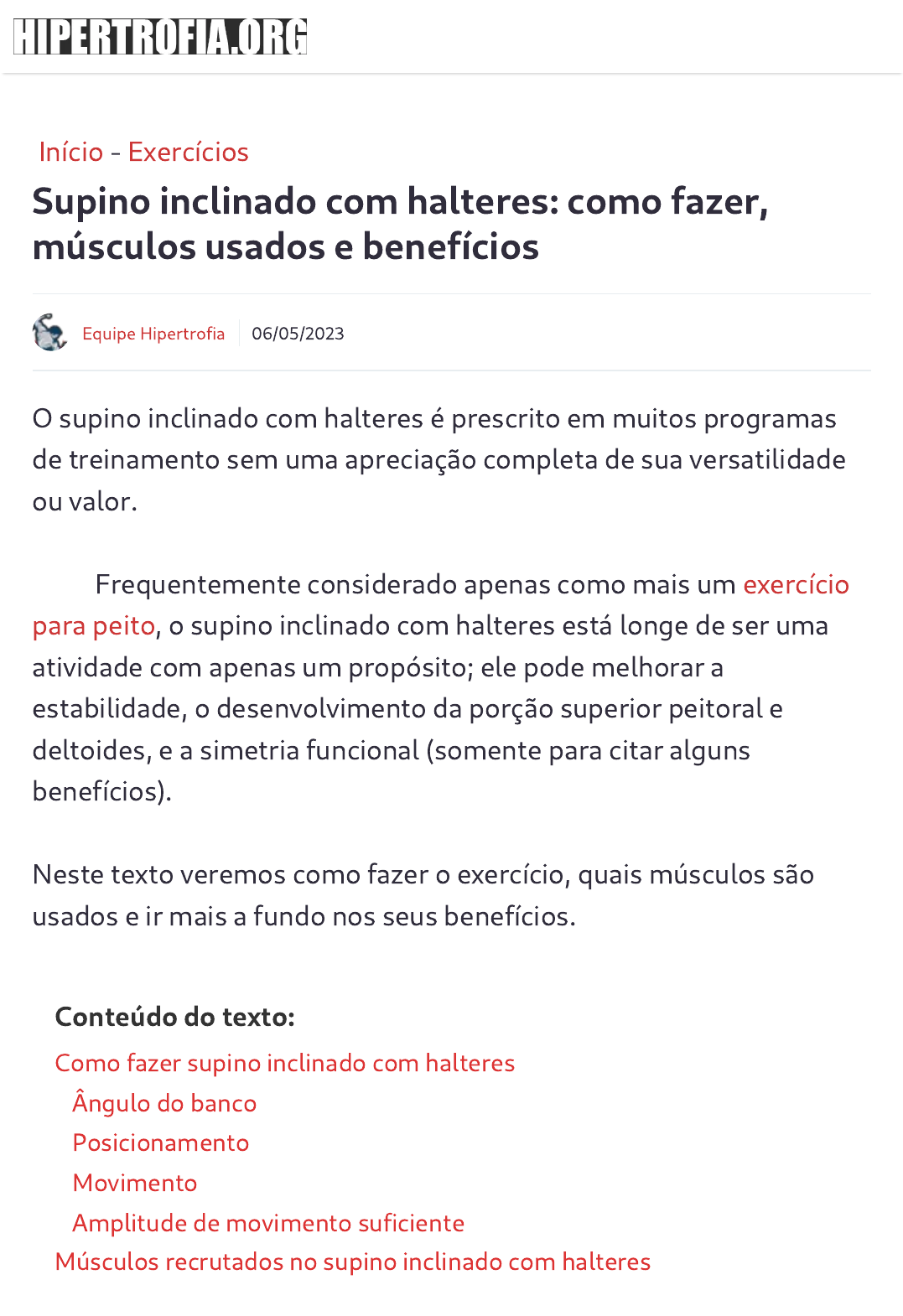 Tudo sobre Educação Física: 26° SUPINO INCLINADO COM HALTER ( PEITO  SUPERIOR )